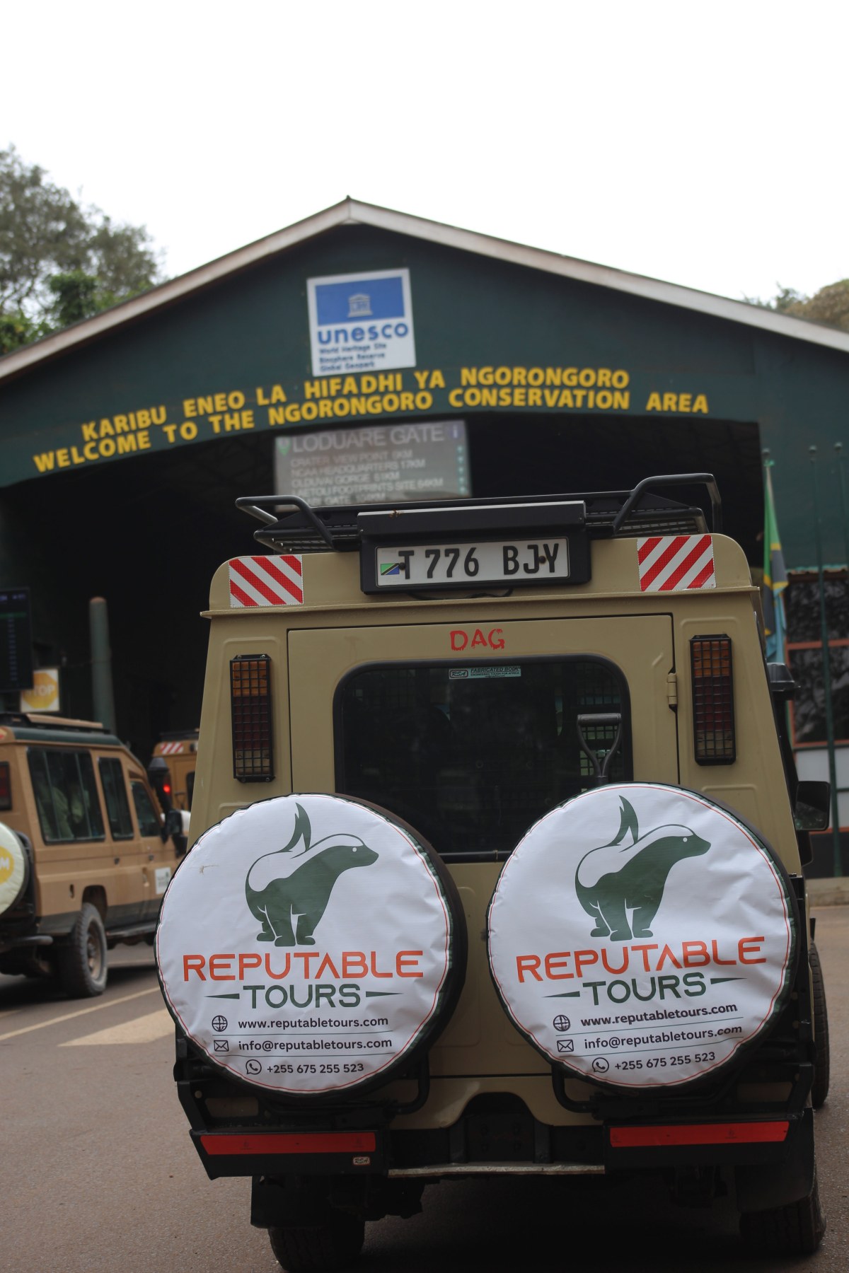 Reputable Tours Official 4x4 Safari Land Cruiser at Ngorongoro Conservation Area Loduare Gate